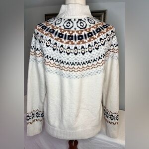 Cozy White cupcakes & cashmere knit sweater with a Fair Isle pattern. SZ M
